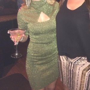 Sparkly green mini dress